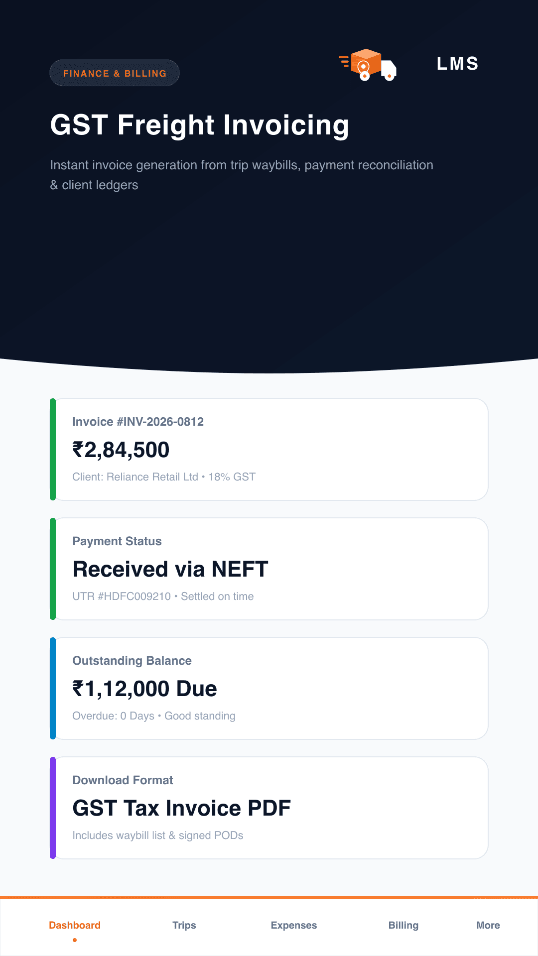 LMS Business: GST freight invoicing & client billing