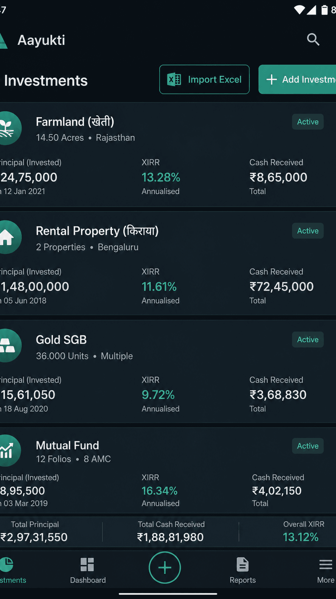 Aayukti: Multi-asset investments ledger
